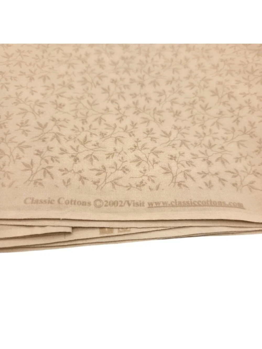 Classic Cottons Beige Vine Pattern Quilting Fabric Cotton 1.5 Yards